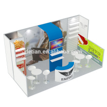Detian Offer cabina de diseño de stands de exhibición portátil con estantes
